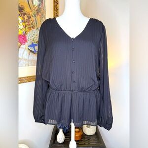 Women's Nine West Cinched Waist V-Neck Blouse Size Large